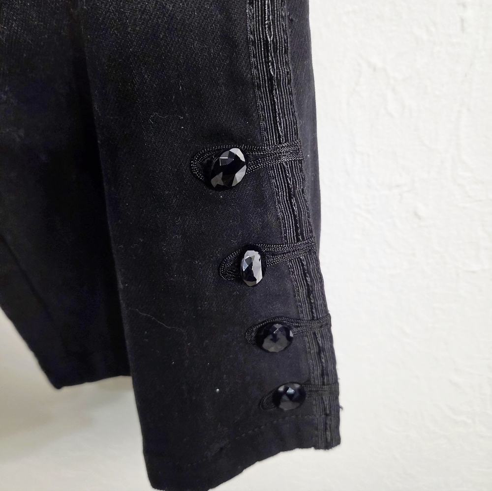 Lauren Ralph Lauren Black Jeans with 4-Buttons on Bottom Sides of Legs, Size 12 - Picture 6 of 7